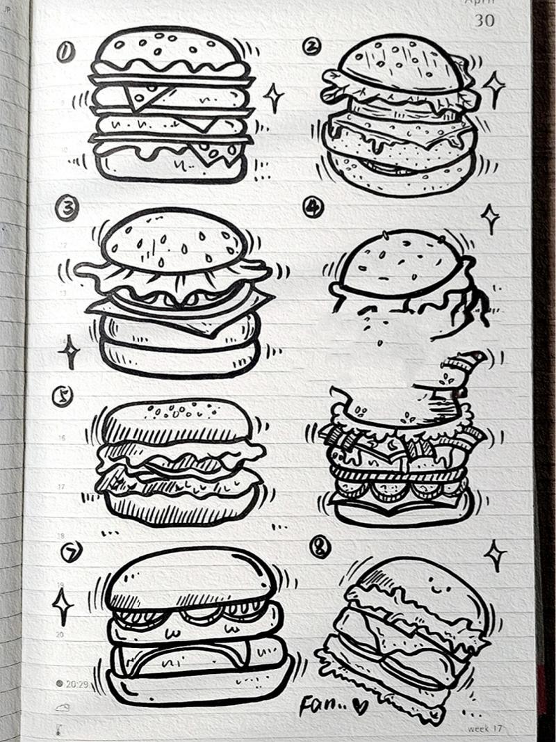 汉堡包的简笔画